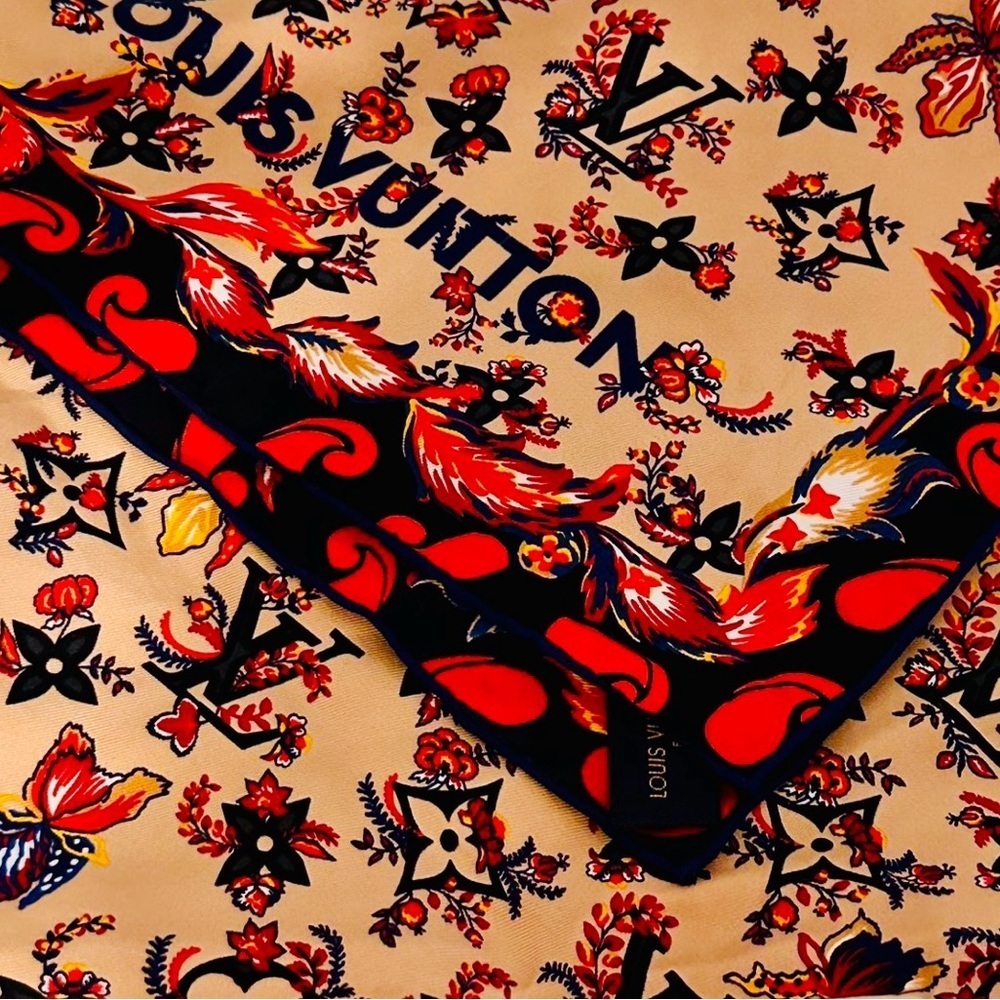 Auth Louis Vuitton Silk Scarf Bundle– Floral Monogram Print (Style 00-0195-682) - Picture 8 of 15
